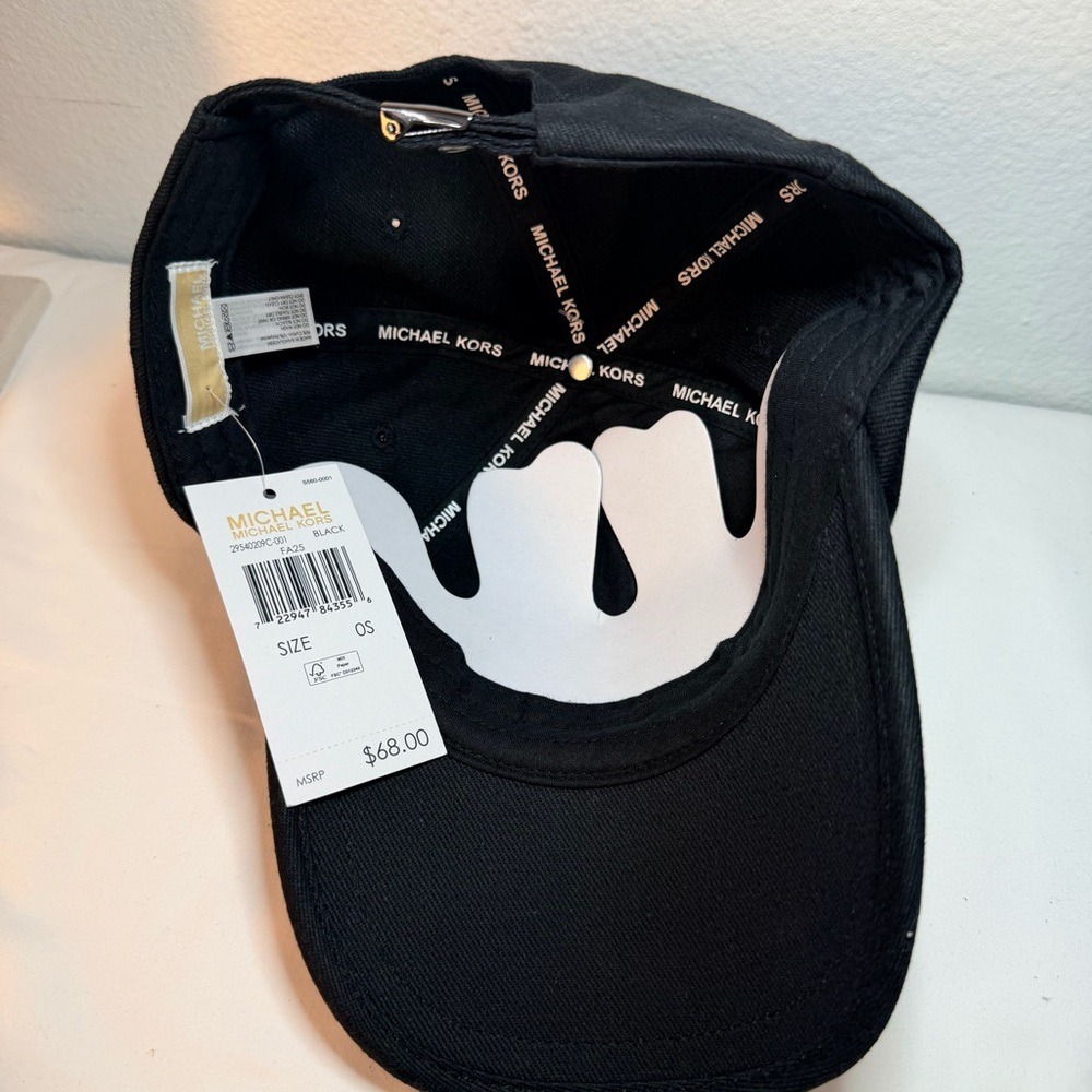 Michael Kors Monogram Logo Print Visor Baseball Cap Women's NWT Black MSRP $68 - Picture 8 of 8